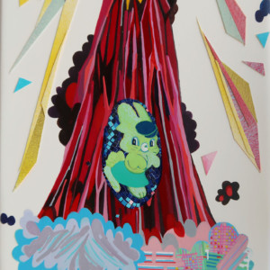 徒然ドローイング・ volcano / 2021 /紙にアクリルインク ・コラージュ/ 21x14.8cm/ ink, collage on paper